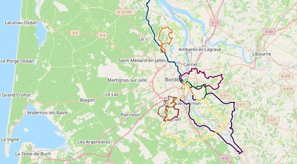 Image de la carte Openrunner des itinéraires de randonnées gravel proposés.