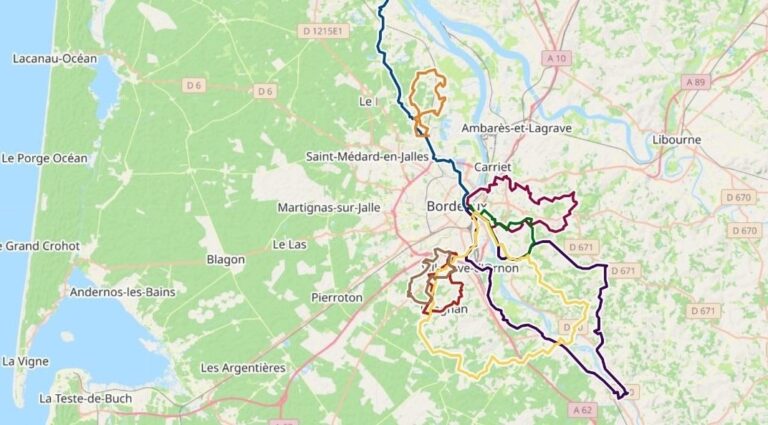 Image de la carte Openrunner des itinéraires de randonnées gravel proposés.