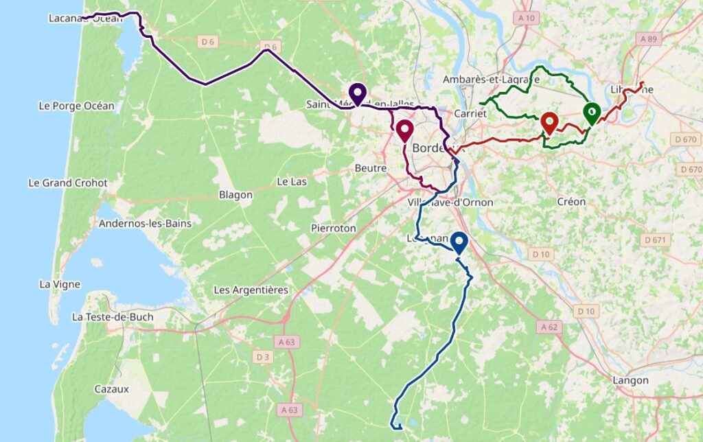 Carte Openrunner de nos itinéraires de randonnée à vélo.