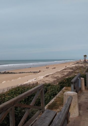 Vue sur la plage centrale à votre arrivée à Lacanau.